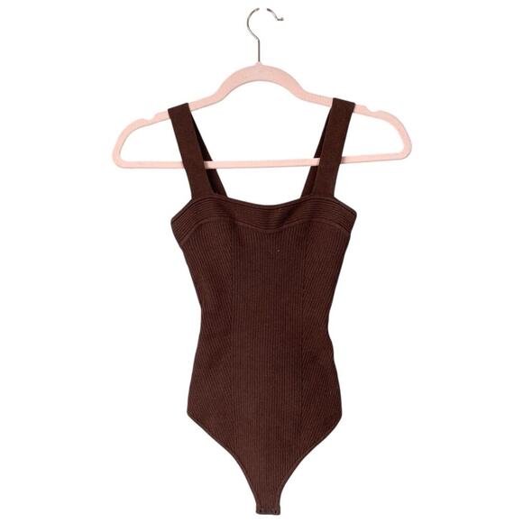 ABERCROMBIE & FITCH Sweater Sweetheart Bodysuit Cinnamon Brown Elevated Size XS - Picture 2 of 8